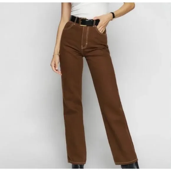 Reformation size 25 cowboy high rise straight jeans chocolate brown - NWT - Picture 9 of 10